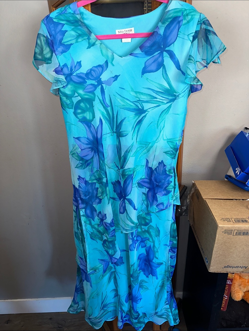 Miss Dorby Aqua Blue Floral Maxi Dress
